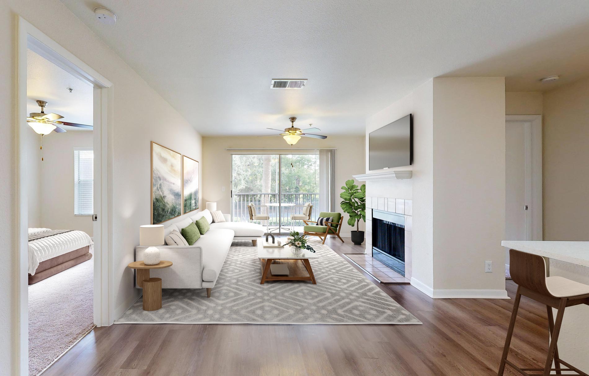 Los Altos staged living and dining room