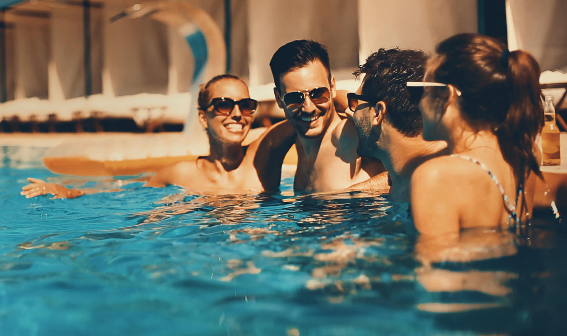 Friends in pool