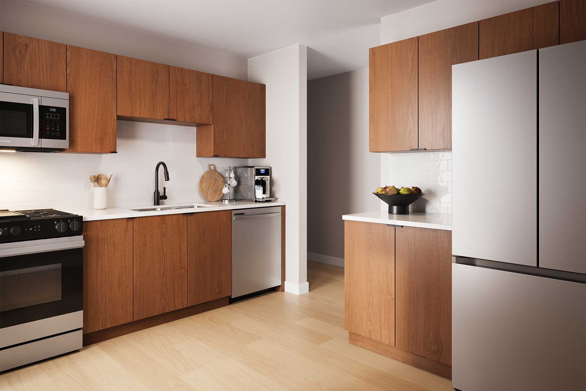 Newport Village walnut on white finish package