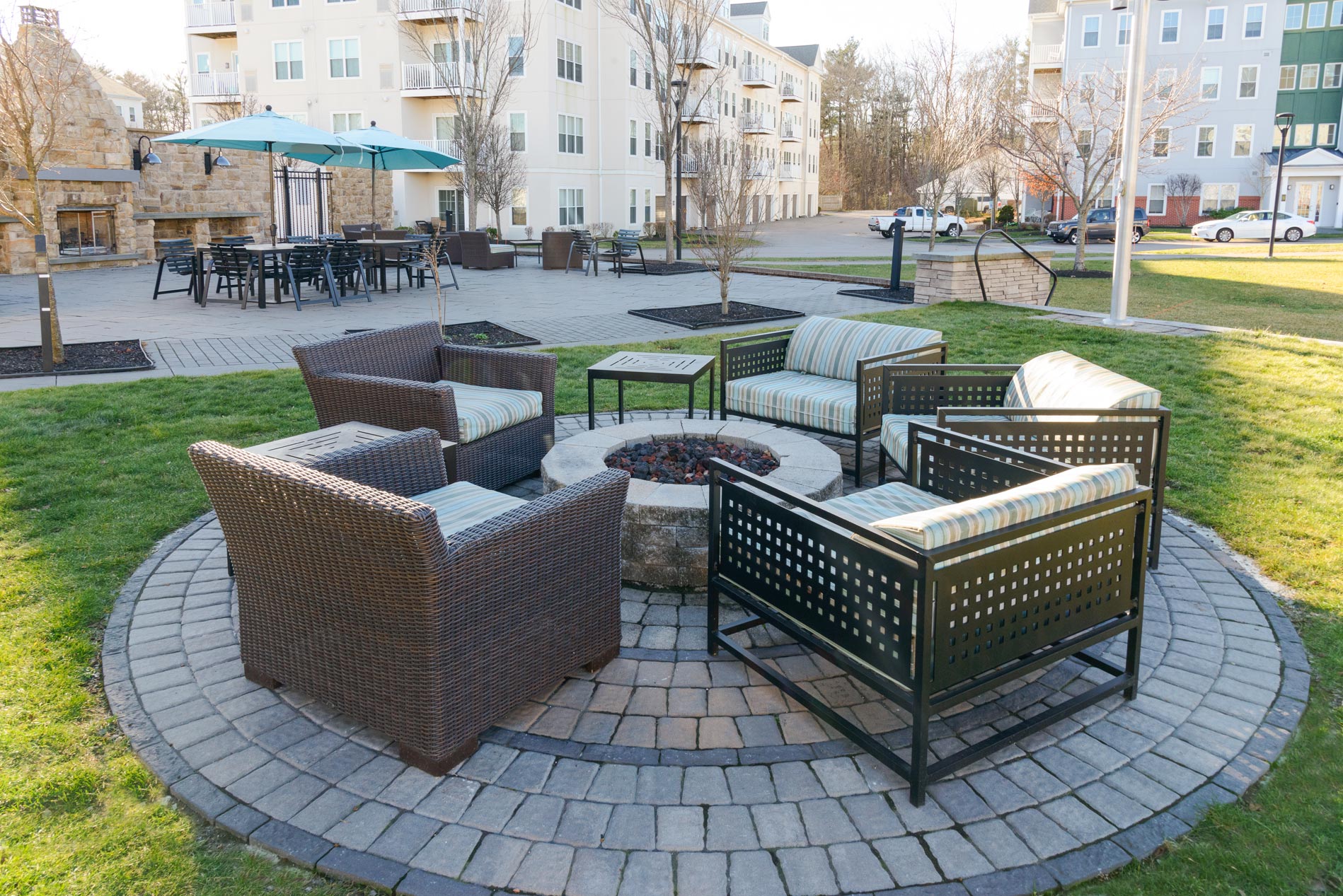 One Upland courtyard fire pit