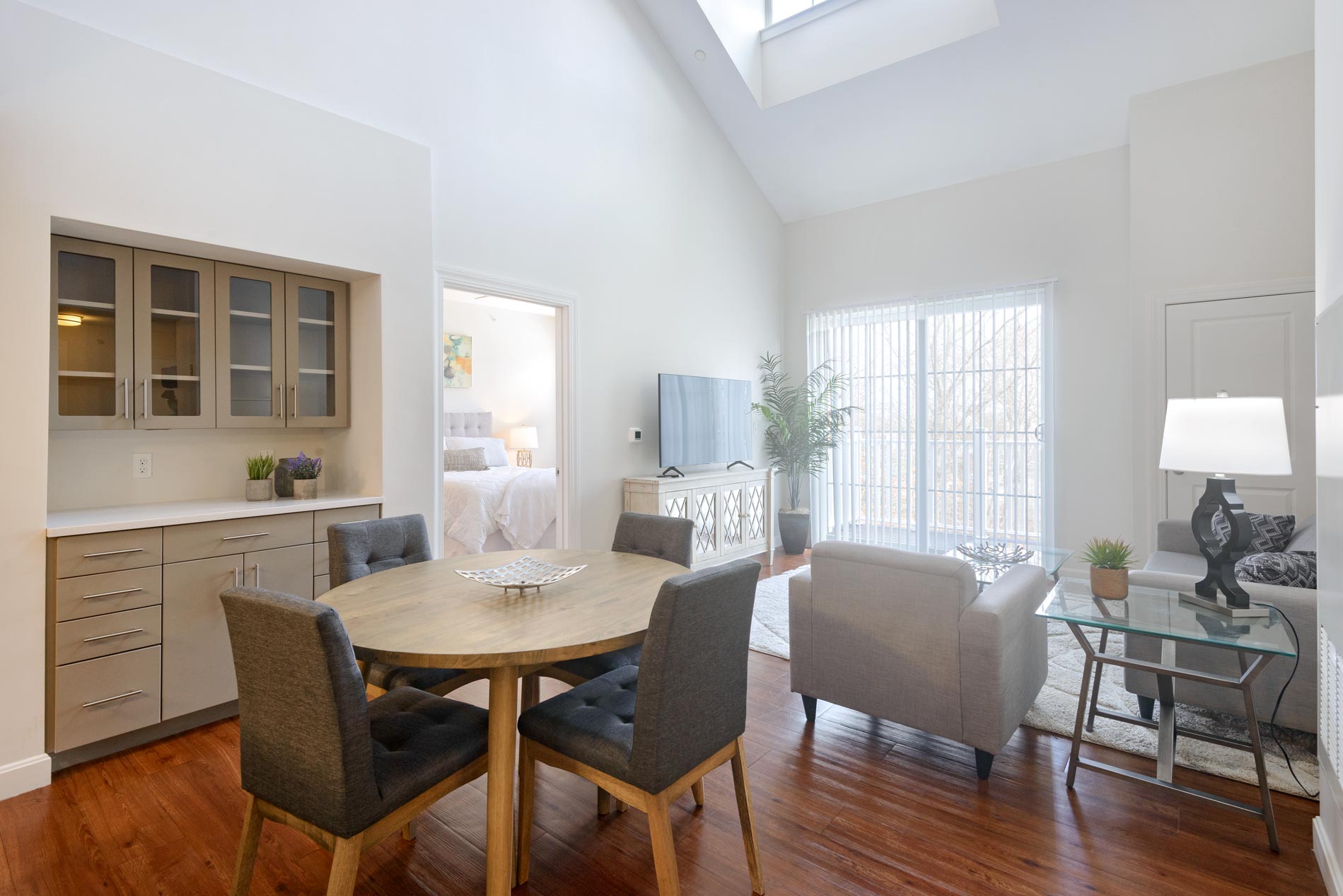 One Upland staged dining and living room