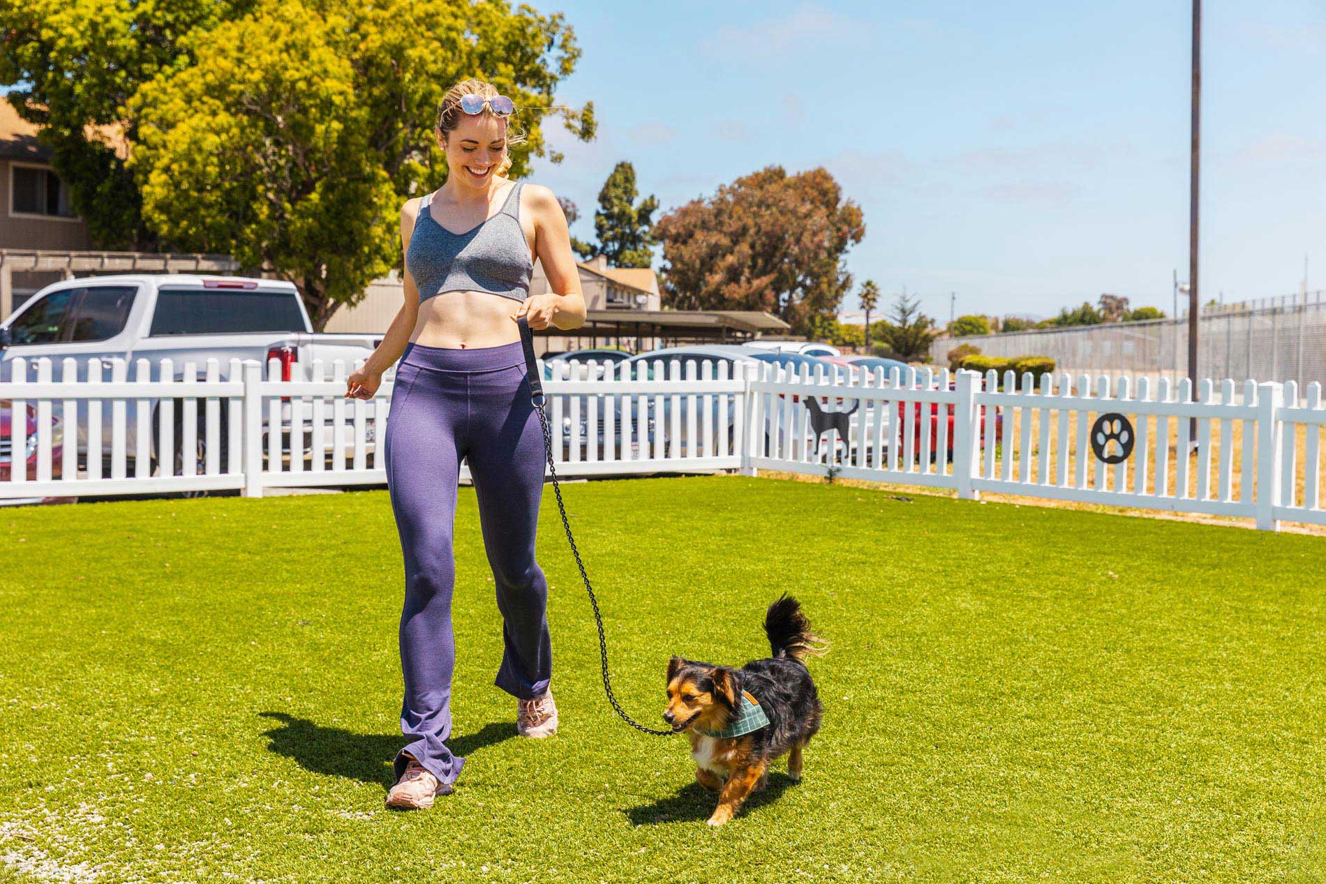 Pointe at Northridge woman runs dog in dog park