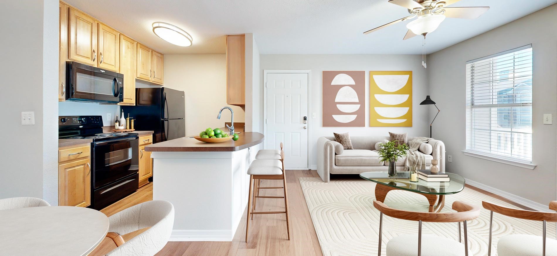 Polo Park Maple Kitchen Living Dining staged Polo Park Maple Kitchen Living Dining staged
