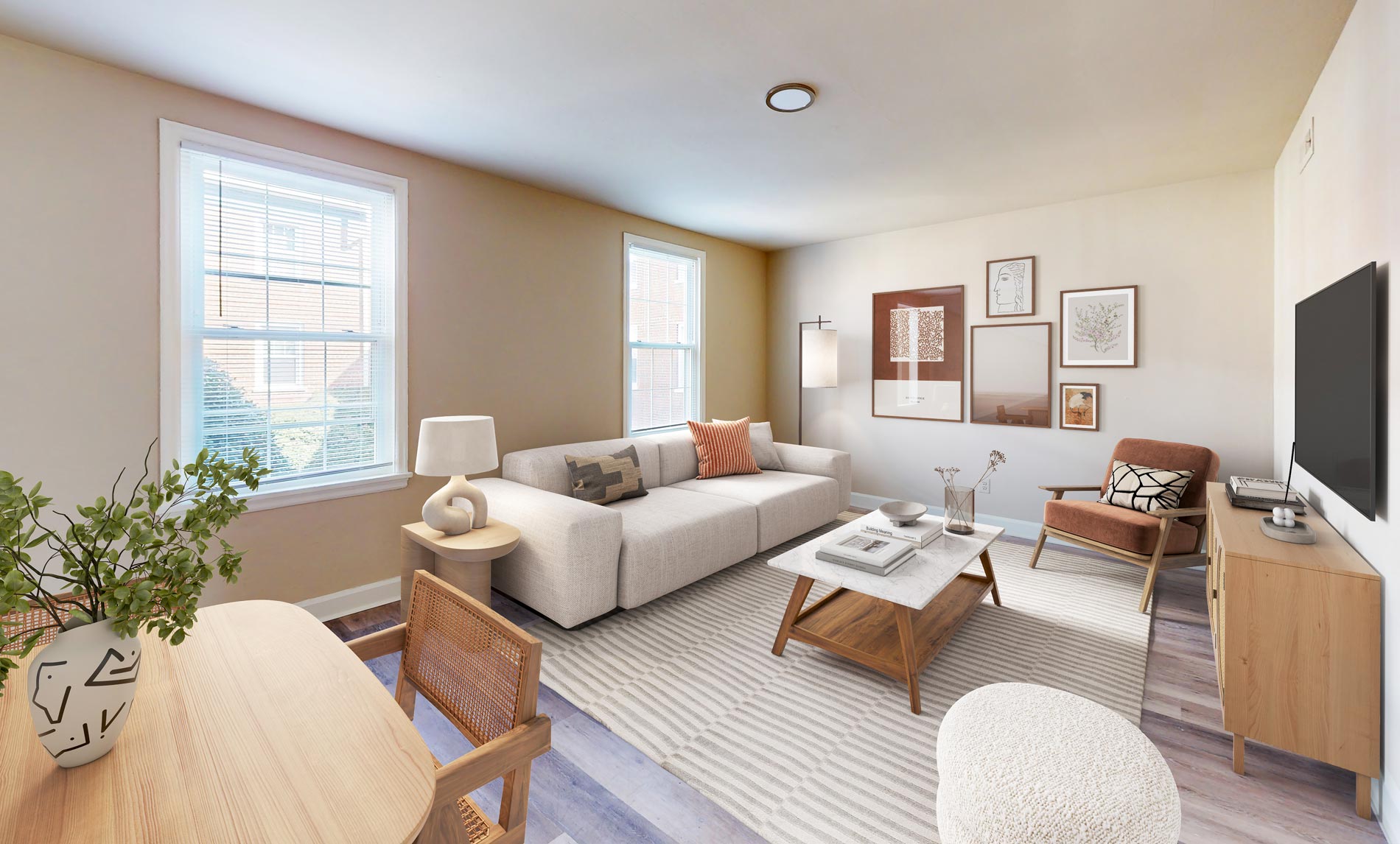 Presidential Greens staged living room