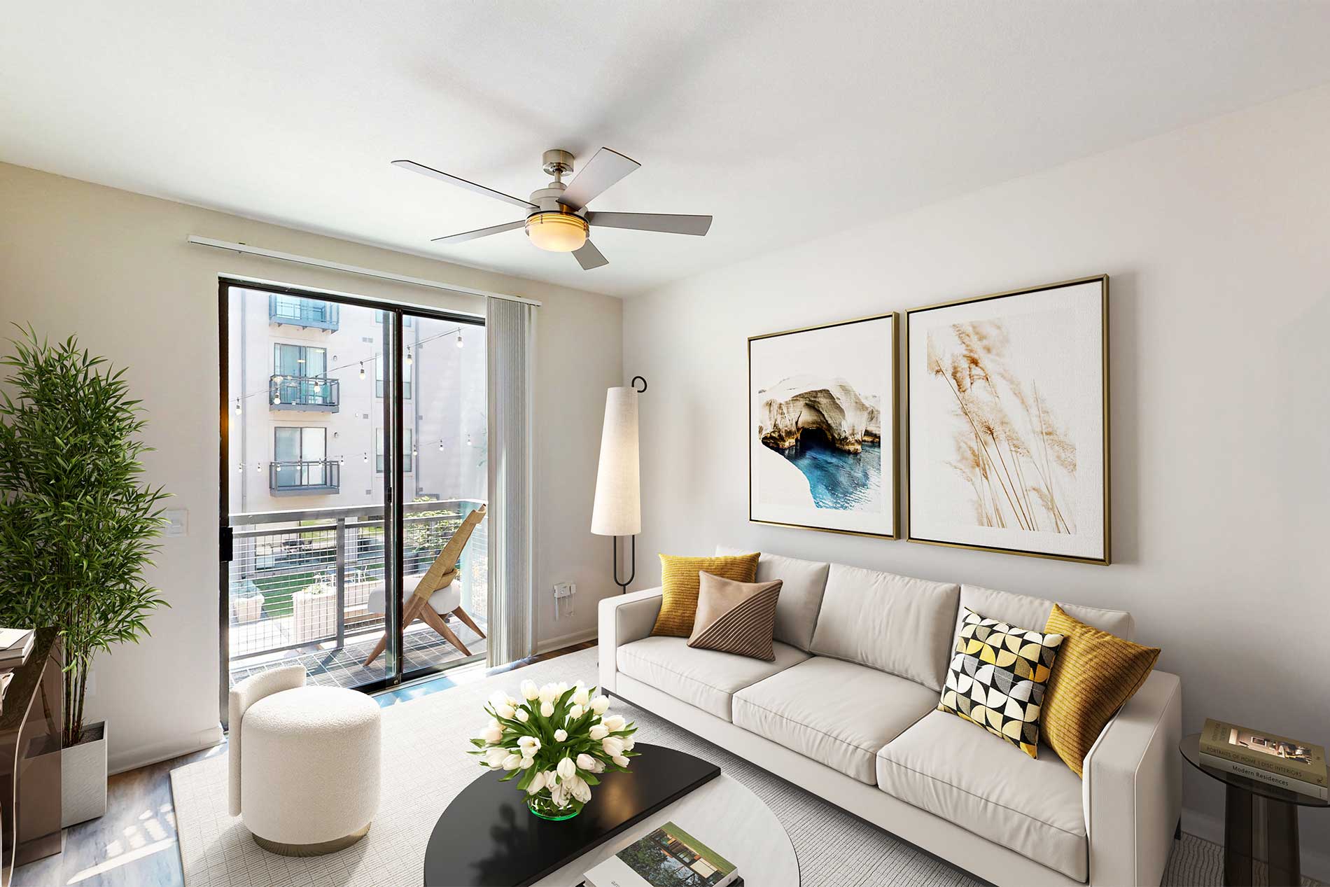 Residences at the Domain apartment living room