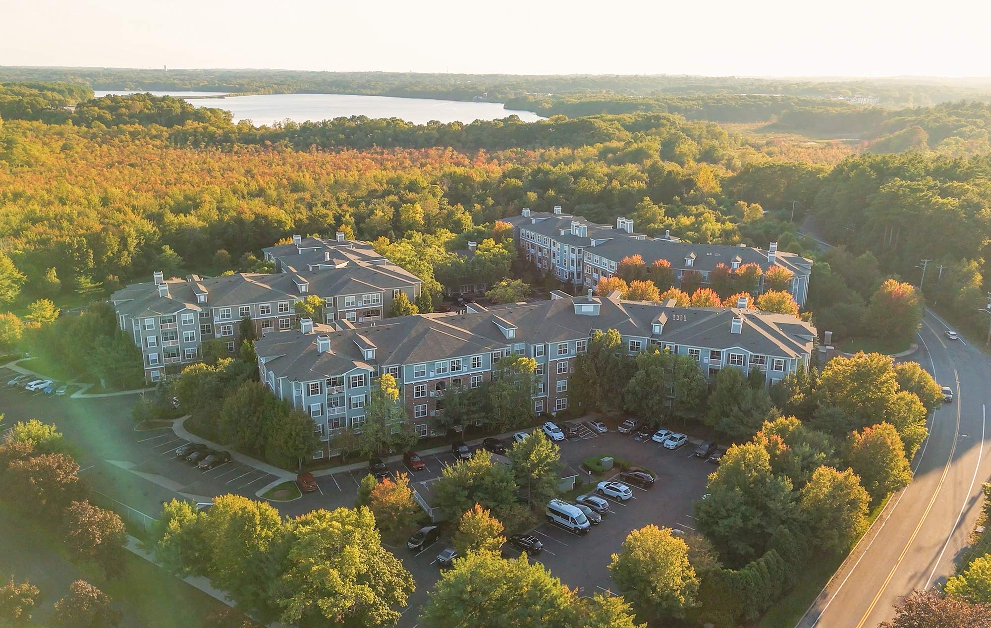 Ridge at Blue Hills drone building exterior
