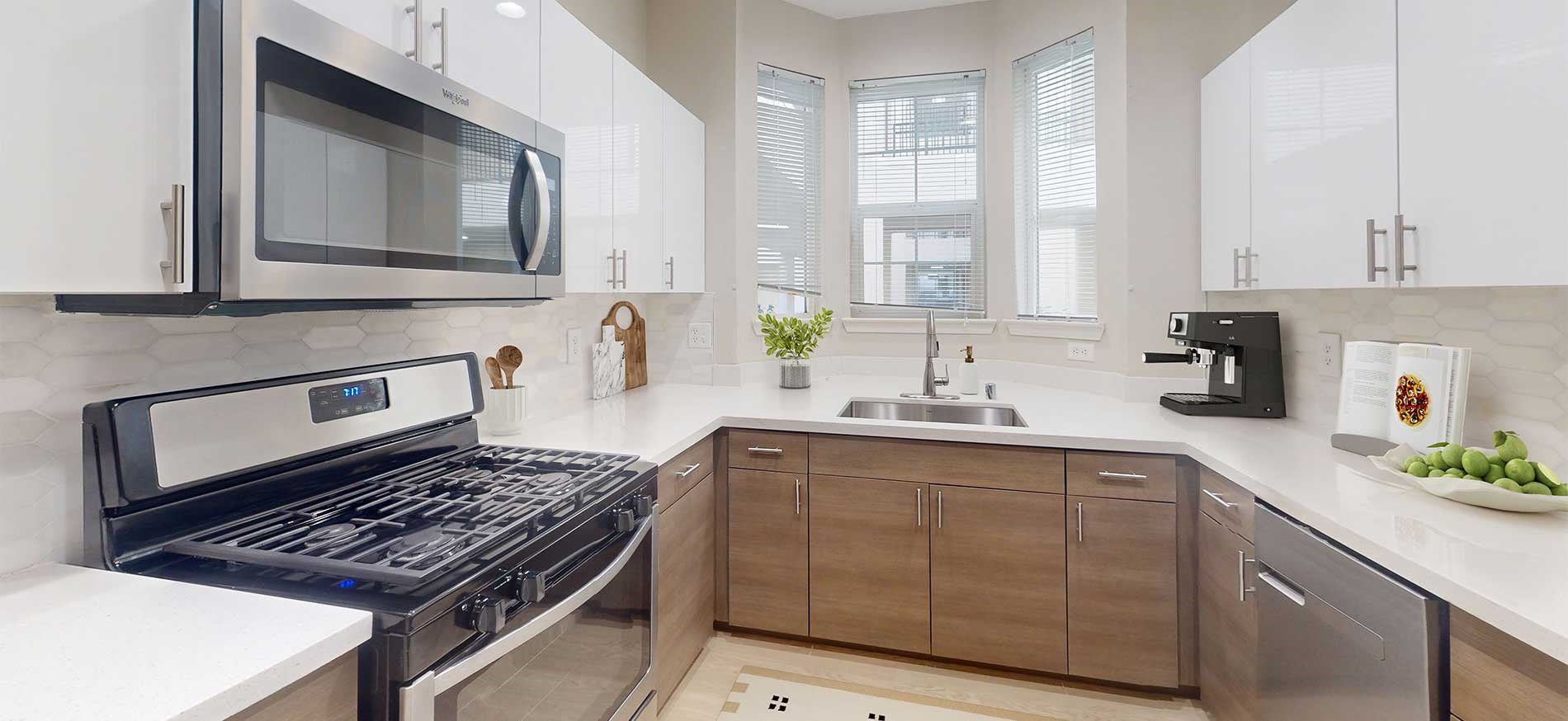 Updated interior kitchen at River Terrace