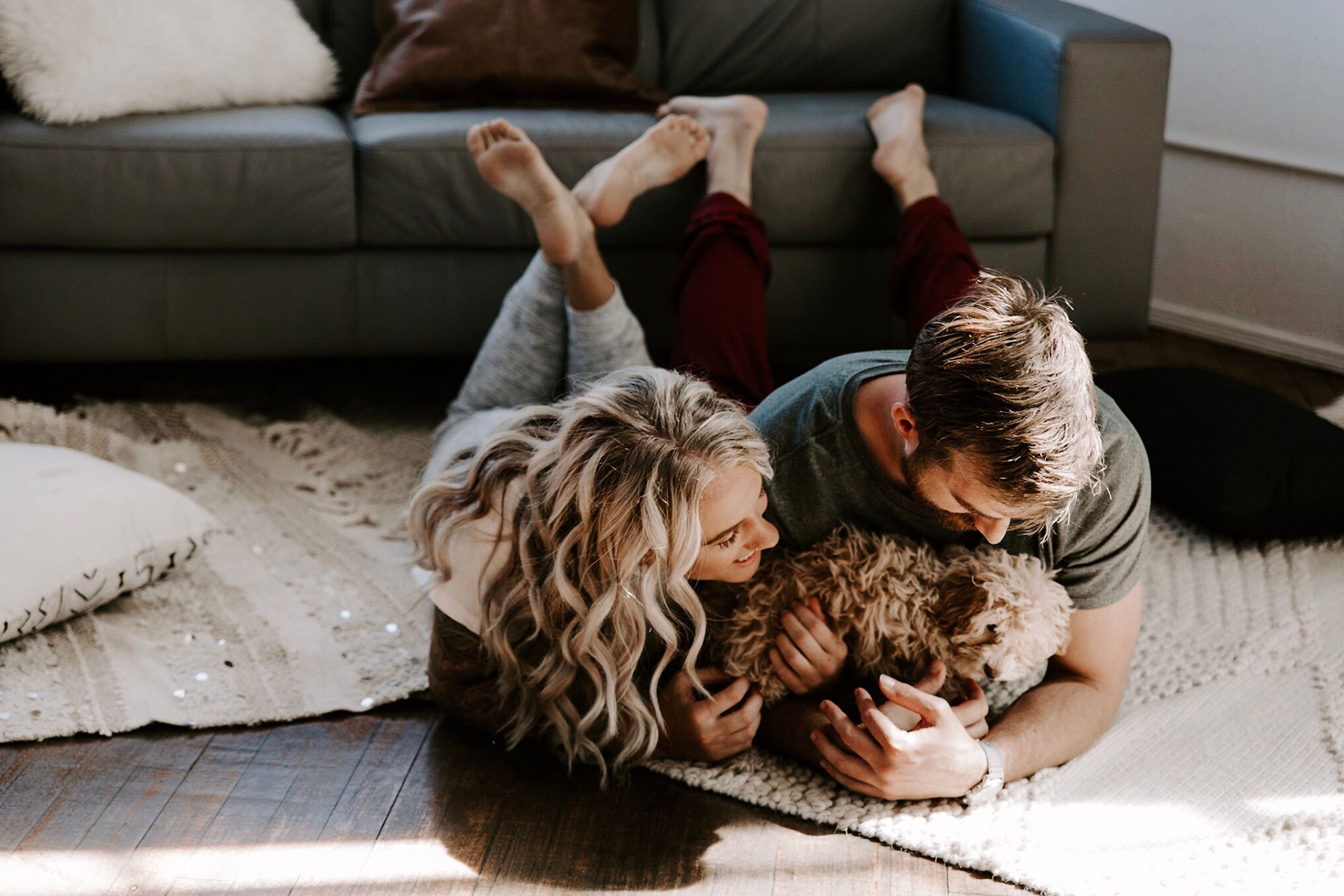 Young couple with dog