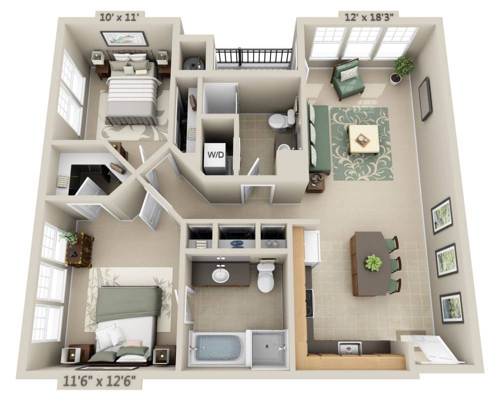 Two Bedroom (B2B)