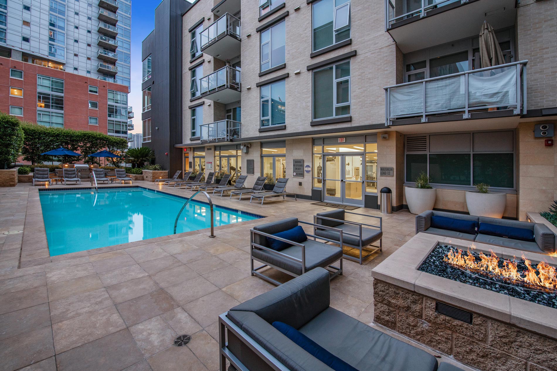 Strata pool at sunset