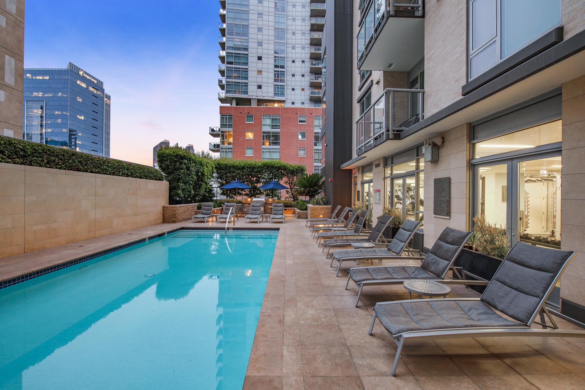 Strata pool at sunset