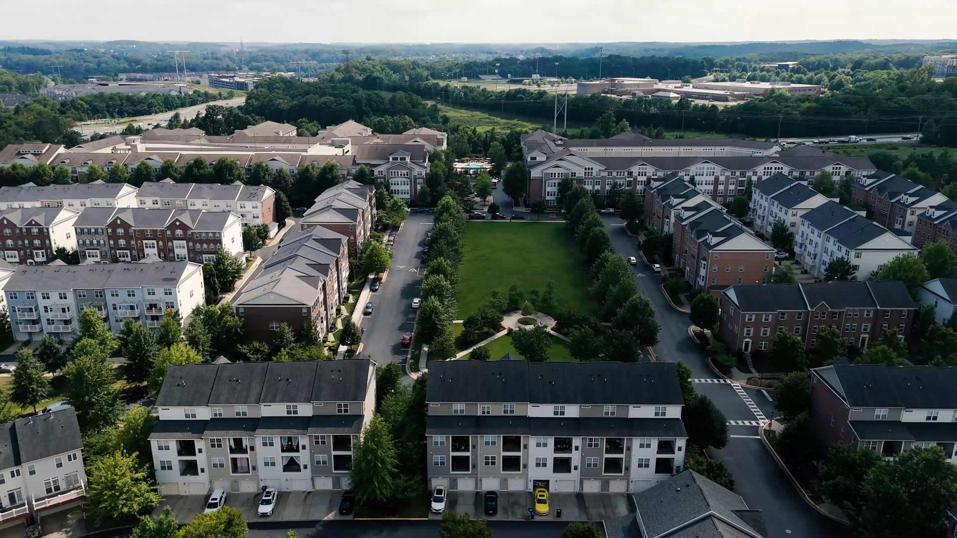 Aerial view of The Enclave apartments located in the Woodbridge neighborhood of Washington DC
