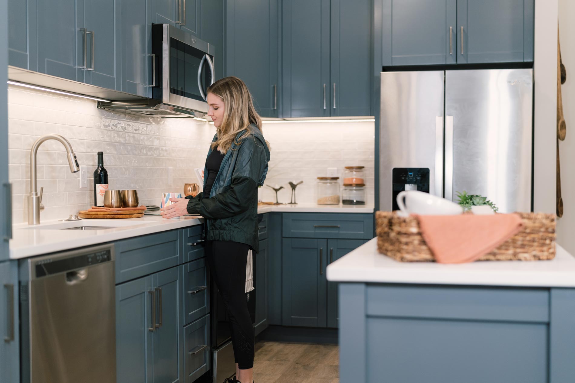 The George woman in staged kitchen