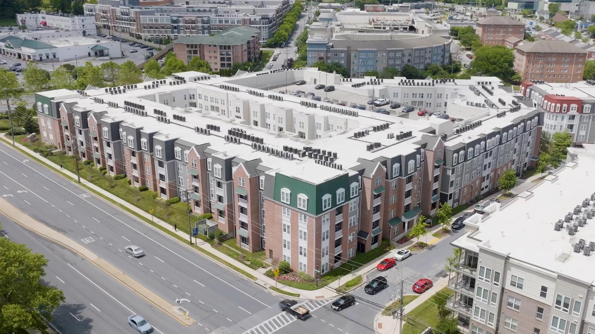 Quarters atTowson drone building exterior