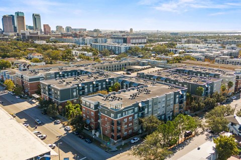 Vintage lofts at west end drone building exterior