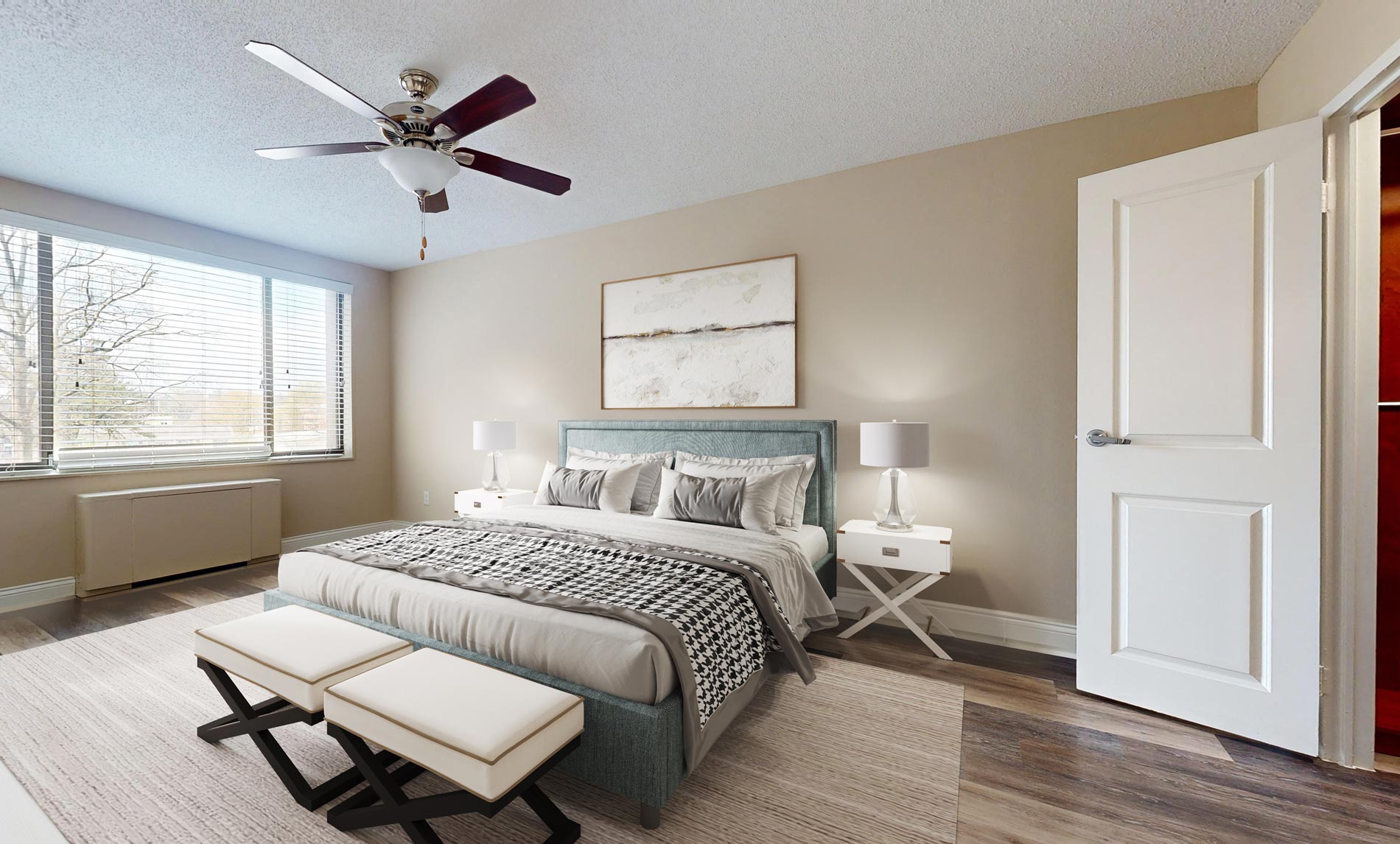 The Whitmore staged bedroom