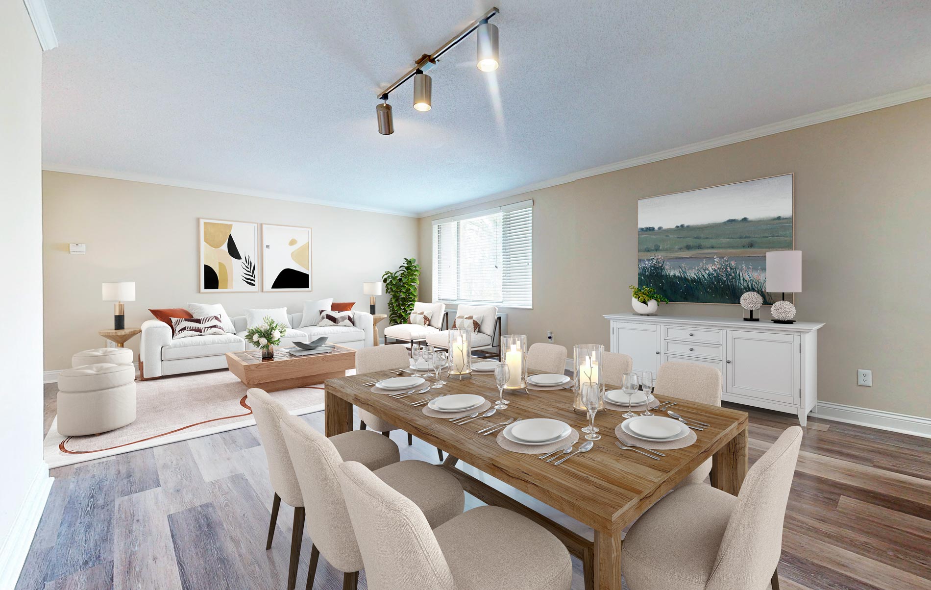 The Whitmore staged dining room