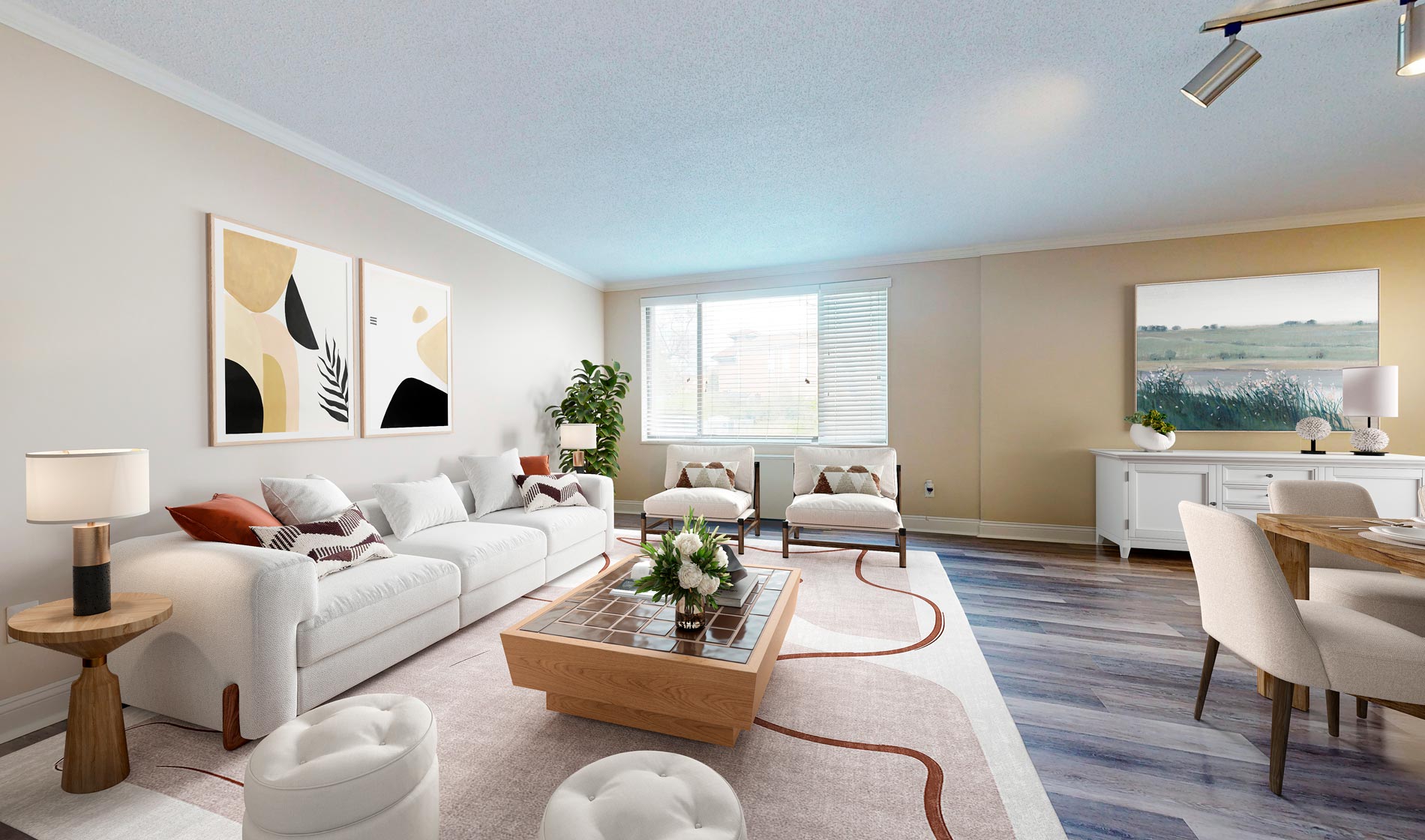 The Whitmore staged living room