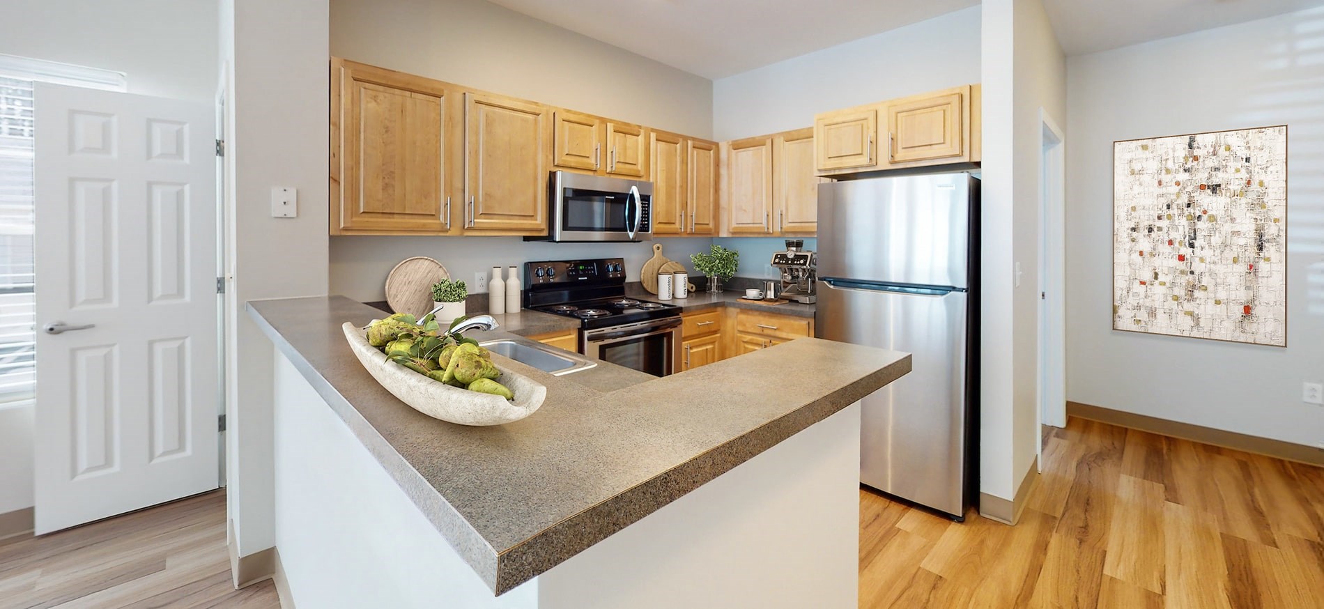 Union Place staged apartment kitchen