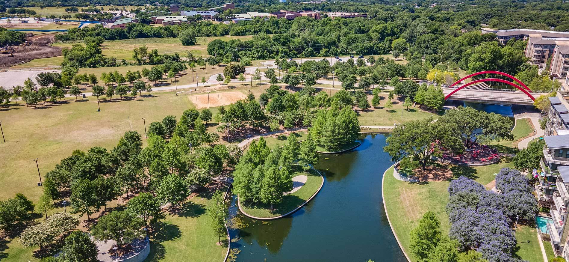 Aerial shot of Vitruvian Park