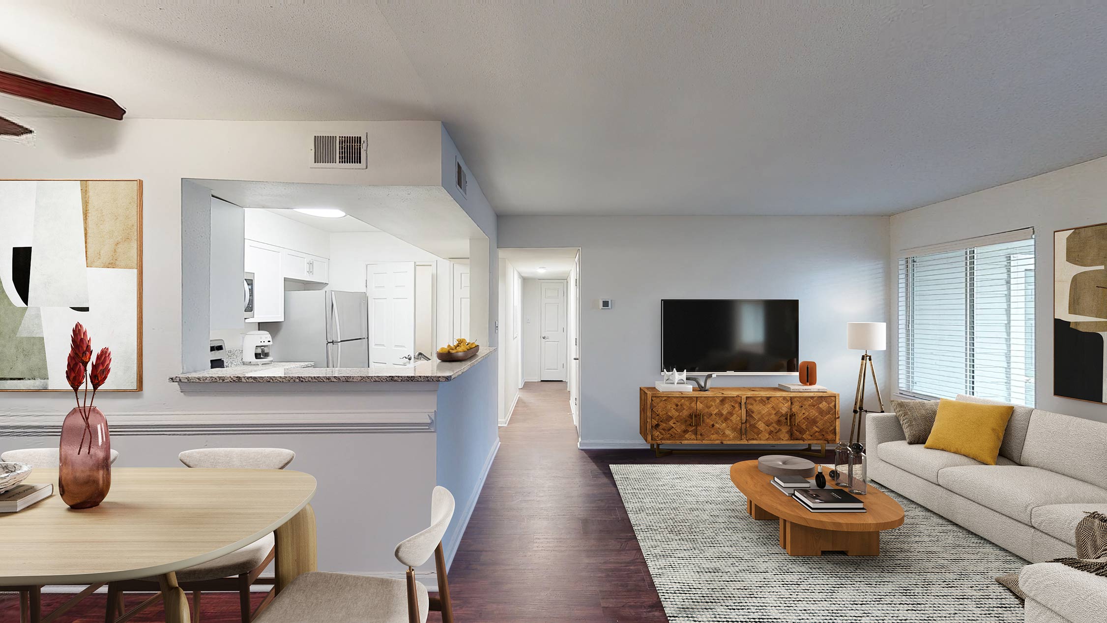 Waterside Ironbridge staged living and dining room