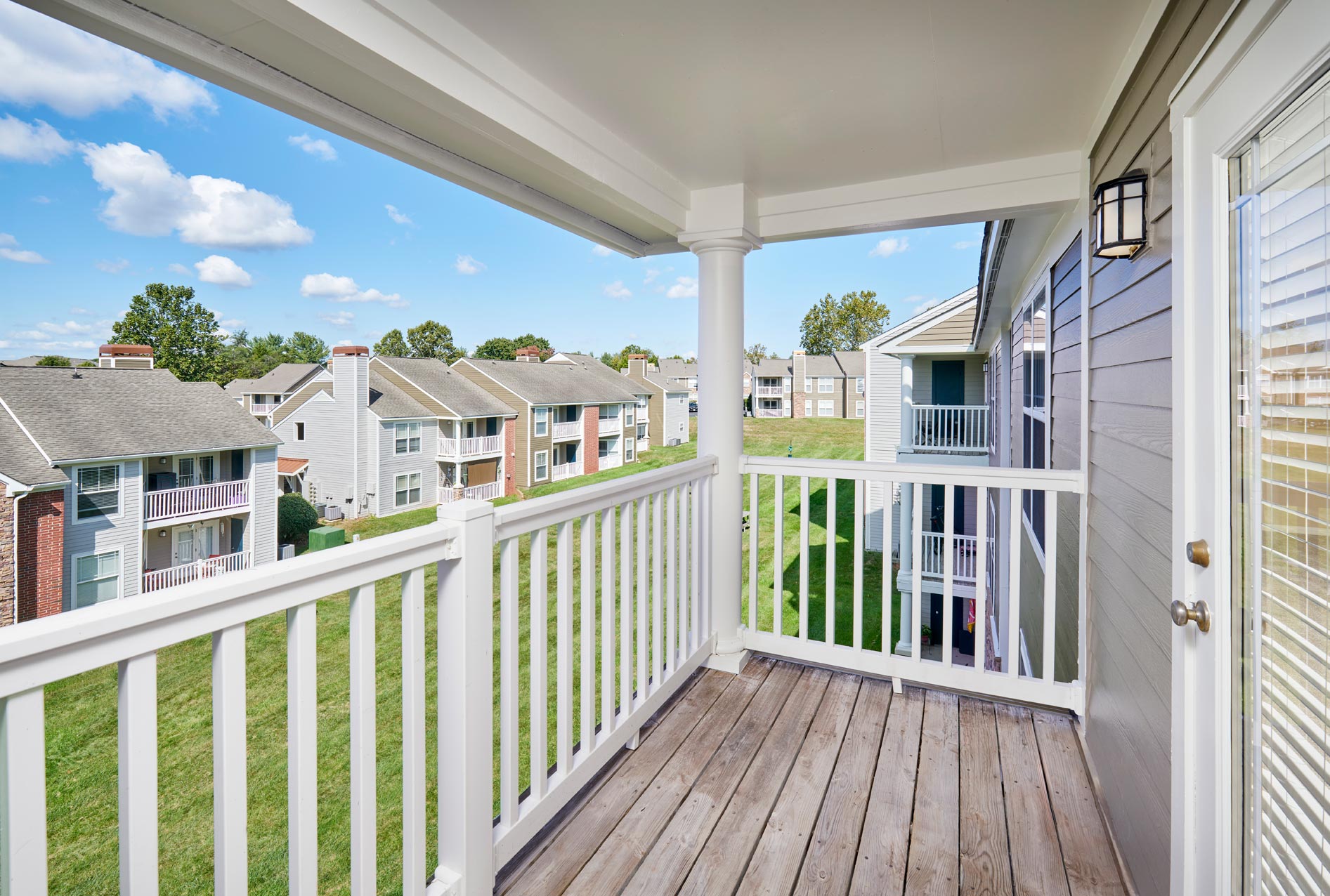 Wellington building exterior and patio