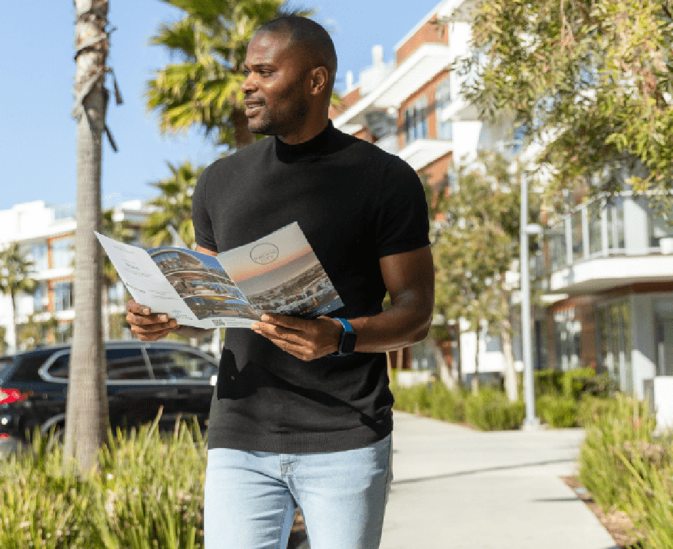 Man taking self-guided tour at Pacific City