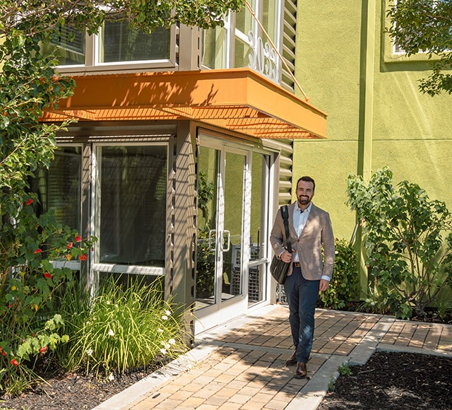 Man touring apartment community